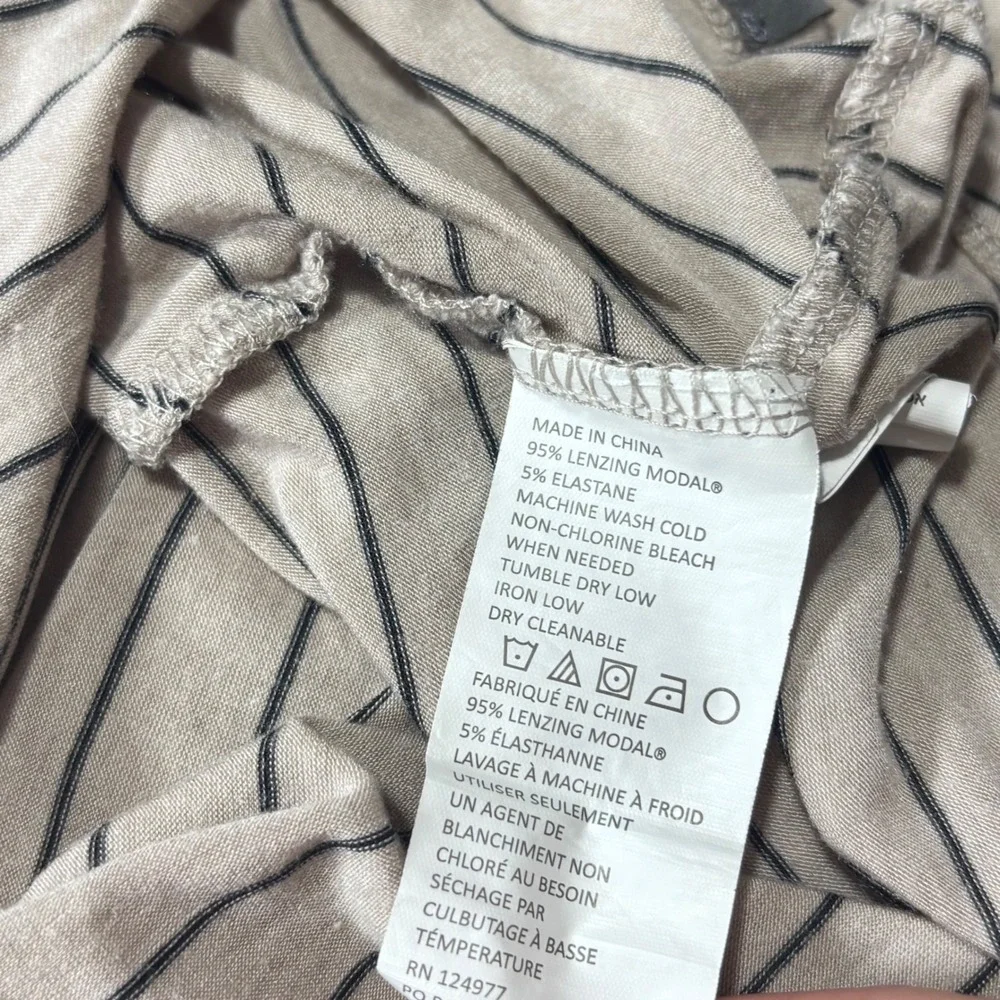 prAna Top L Beige Striped Modal Pocket Casual Minimalist Butter Soft Comfort - Picture 5 of 8